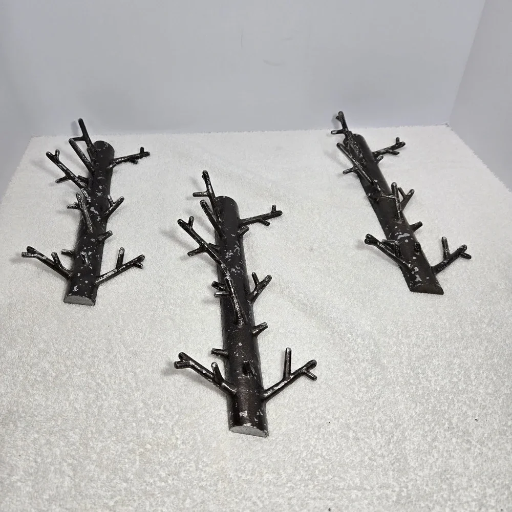 Bosign 3 Piece Tree Branch Wall Hanger Hooks Distressed Gunmetal Key Coat Hook